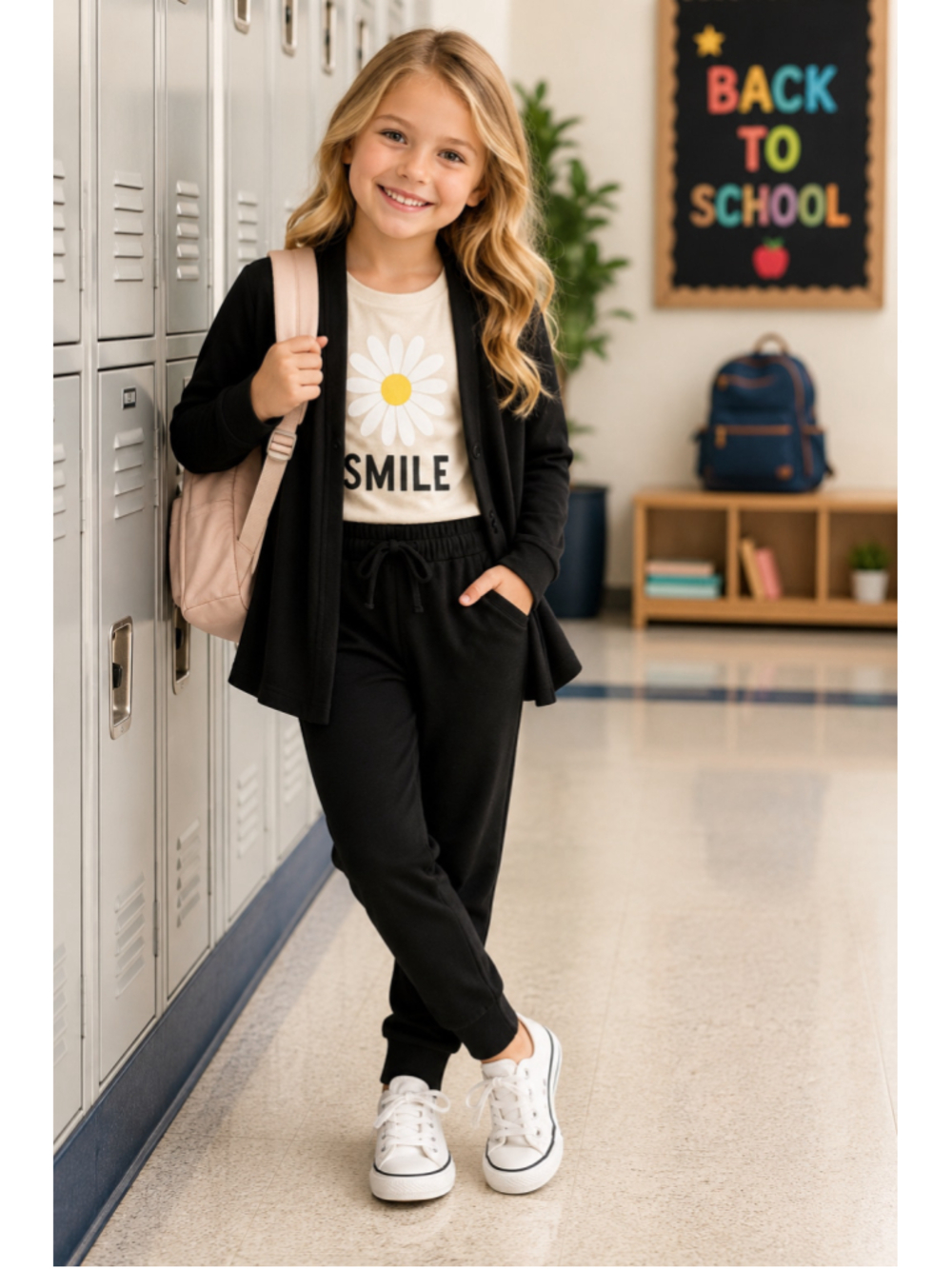 Rumi + Ryder Girls Matching Cardigan & Jogger Set Black XS (5) EUC